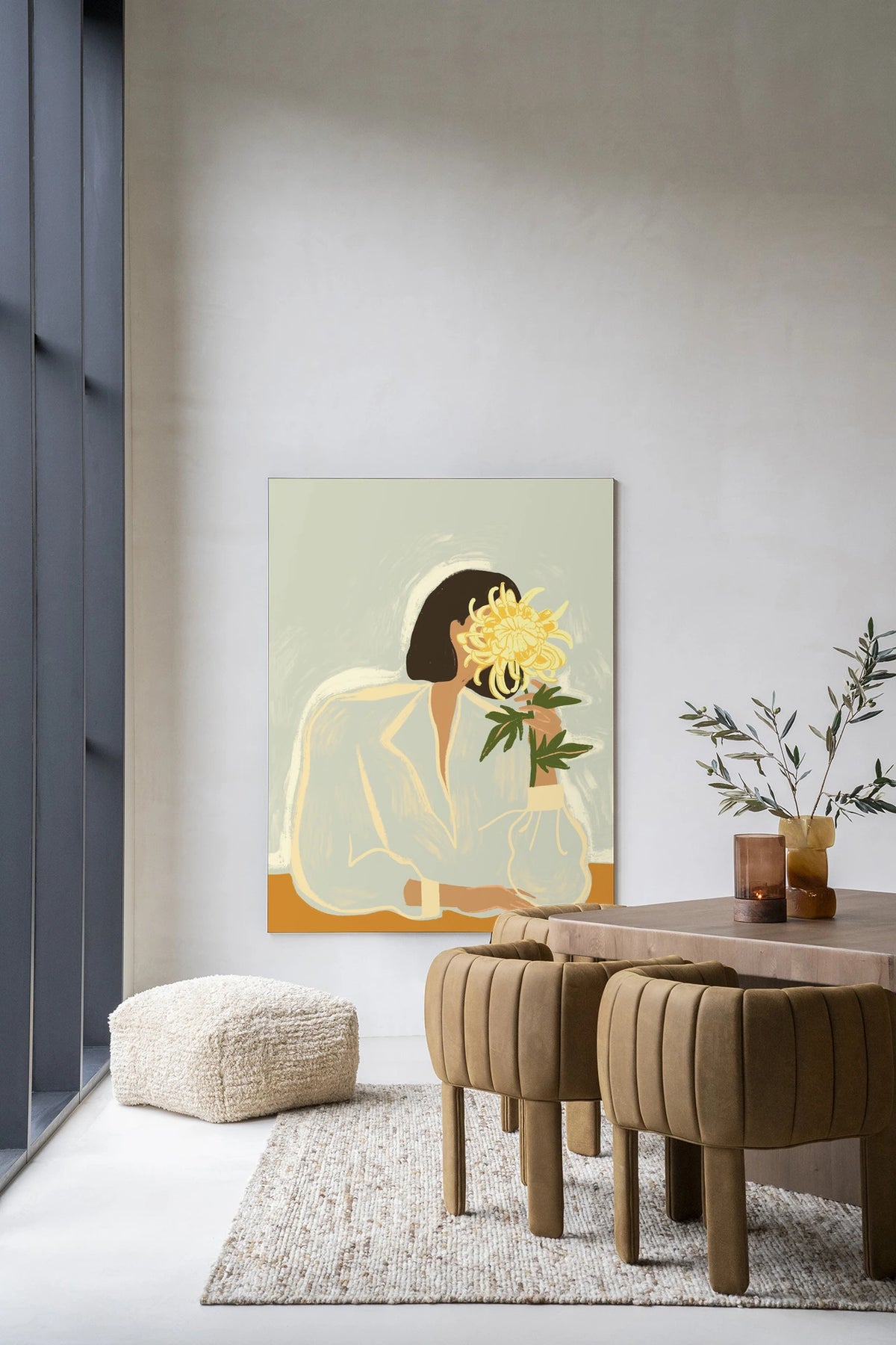 Wanddoek The Chrysante Mum 110 x 145 cm / frame zwart