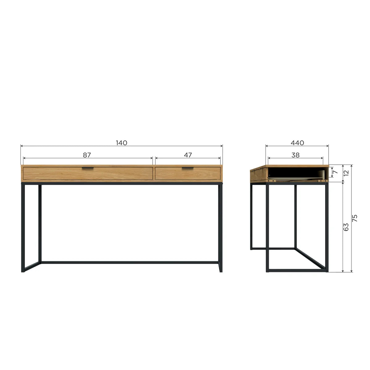 Sidetable / dressoir / bureau 74x140x44 cm naturel eiken