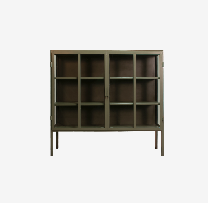 Vitrinekast Kentucky olijf groen 122x36x130 cm