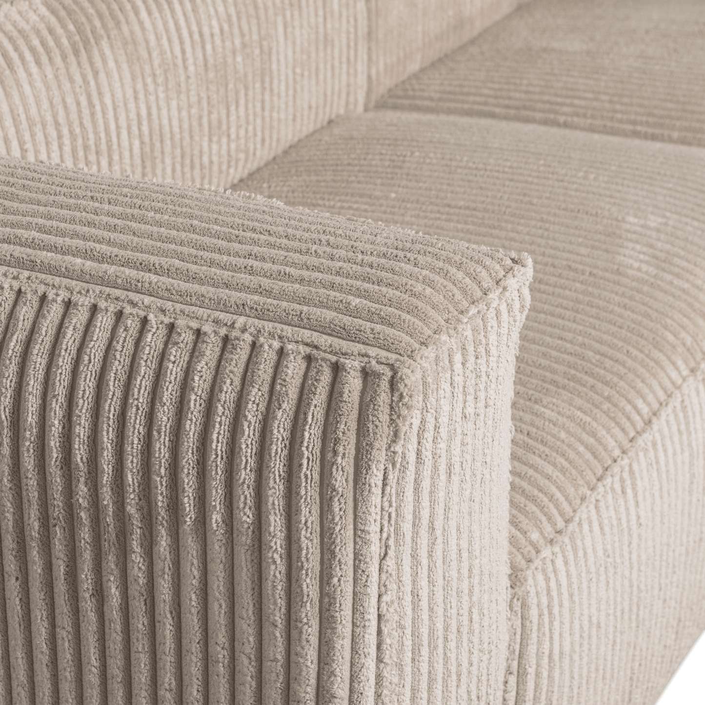 WOOOD Bean chaise longue rechts grove ribstof travertin