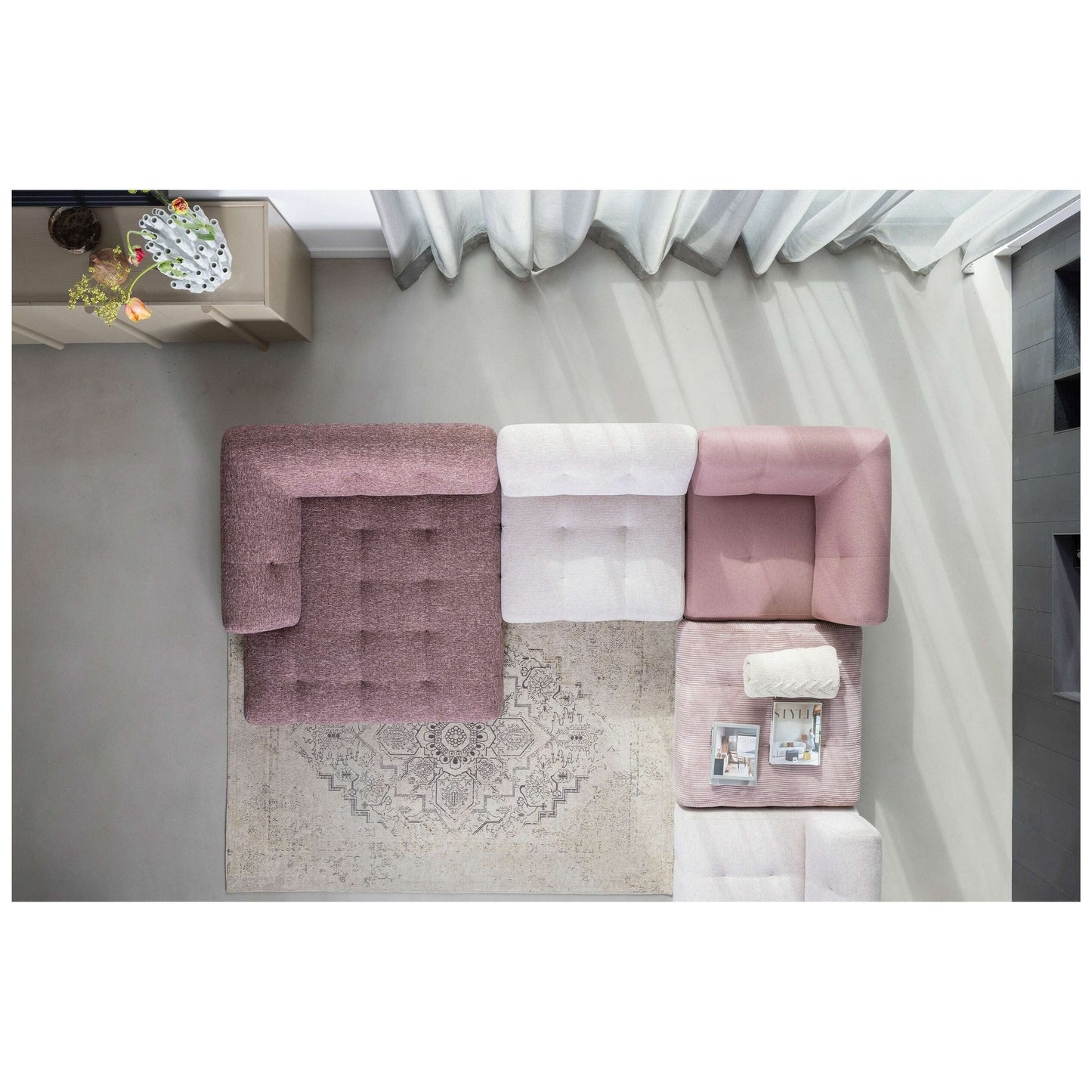 WOOOD Exclusive Louis hoek geweven mauve paars