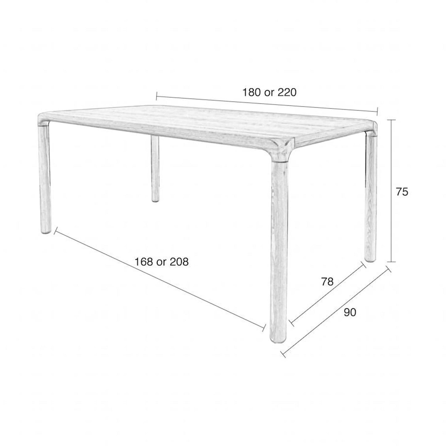 Tafel Storm naturel 220x90 cm