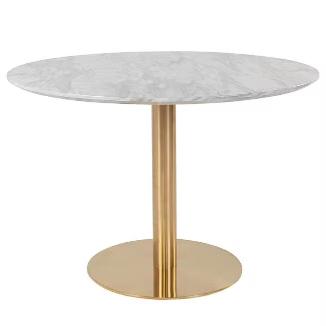Ronde tafel marmerlook / gouden poot 90 cm