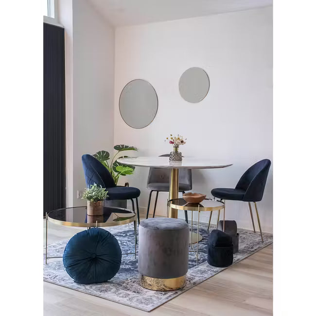 Ronde tafel marmerlook / gouden poot 90 cm