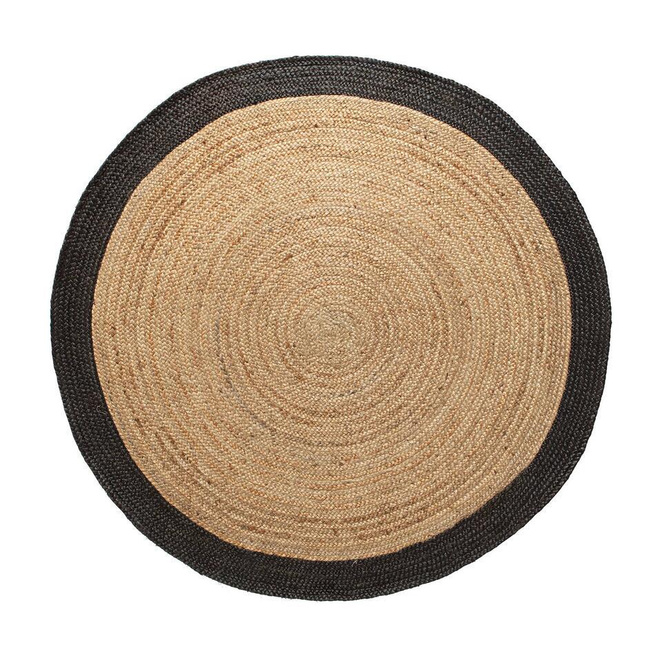 Vloerkleed rond 160 cm naturel/zwart