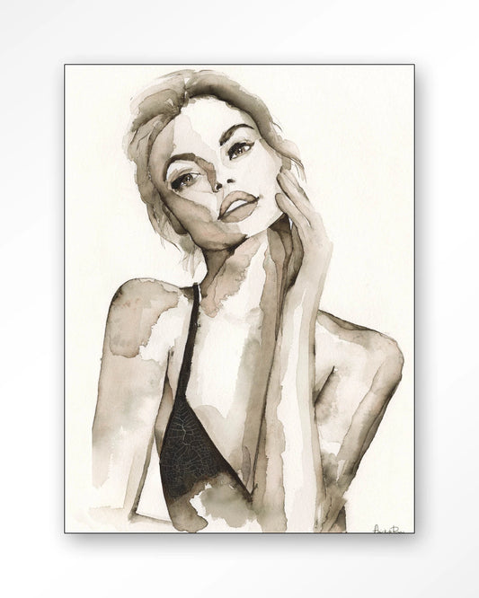 Wanddoek A Woman's Face frame zwart 110x145 cm
