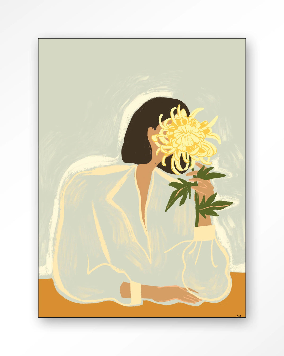 Wanddoek The Chrysante Mum 110 x 145 cm / frame zwart