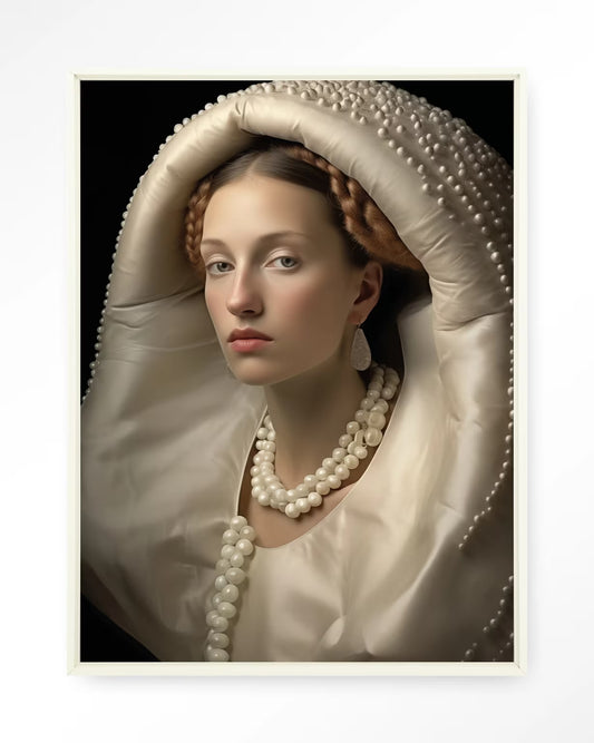 Wandkleed Queen Of Pearls 2 80x110 cm floating frame wit