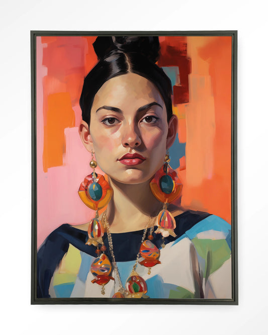 Wanddoek Senorita 110x145 cm floating frame zwart