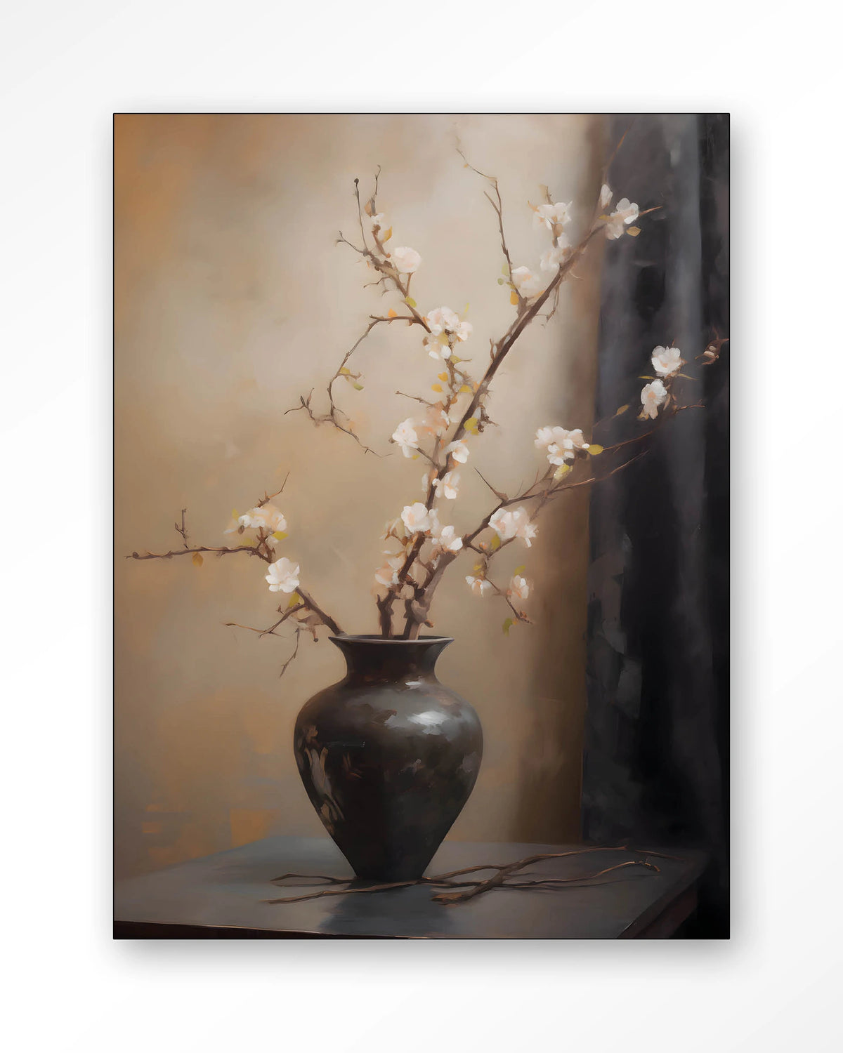 Wandkleed Light Blossom Vase 110 x 145 cm  / frame zwart