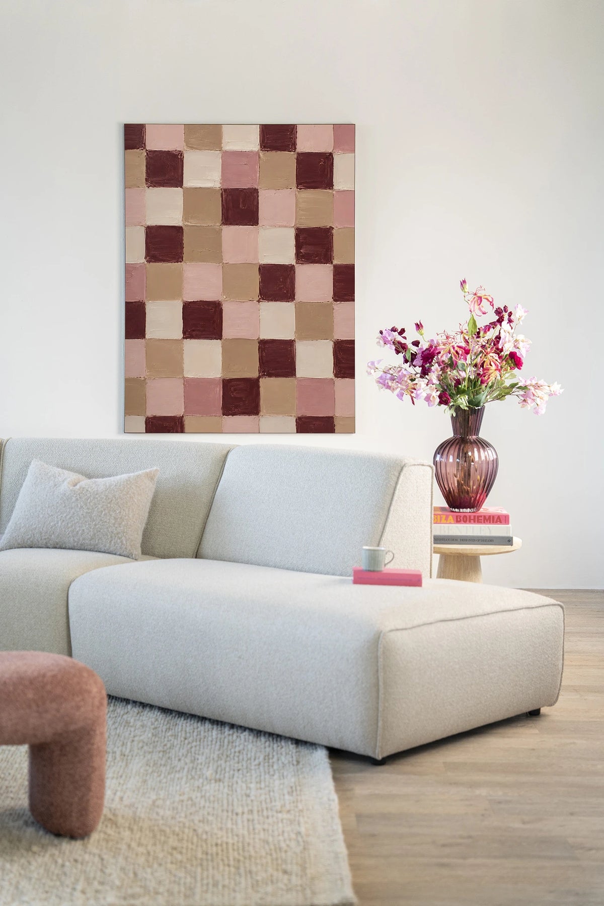 Wanddeco Pink Blocks 110x145 cm zwart frame