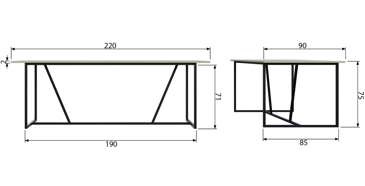 Tafel Silas essen dust 75x220x90 cm