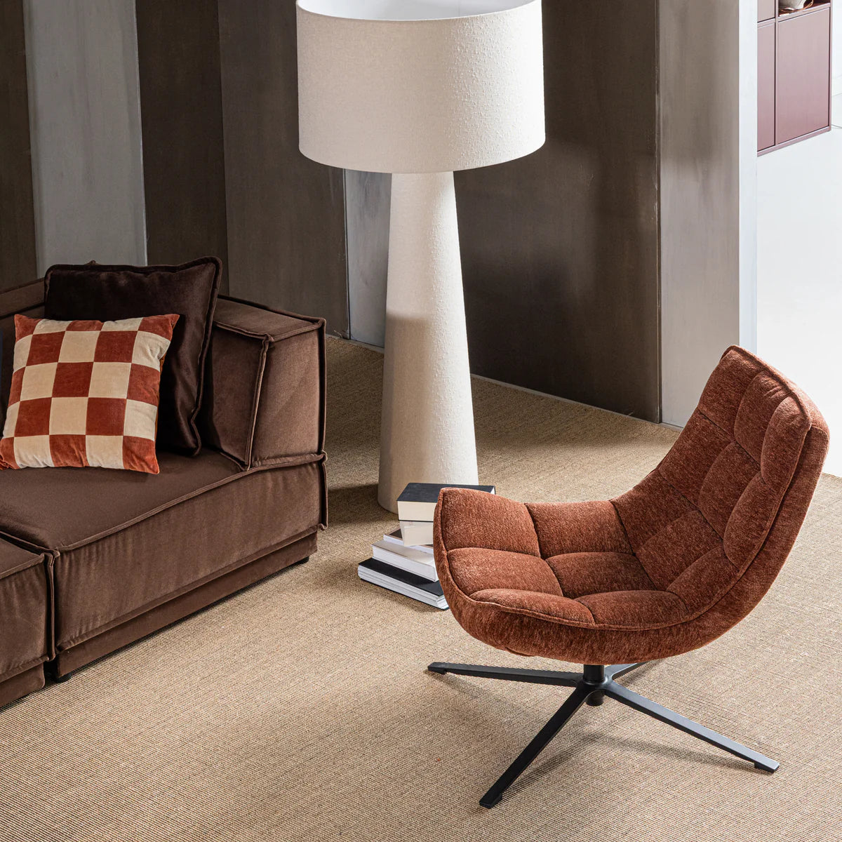 Fauteuil Maudi chenille bruin