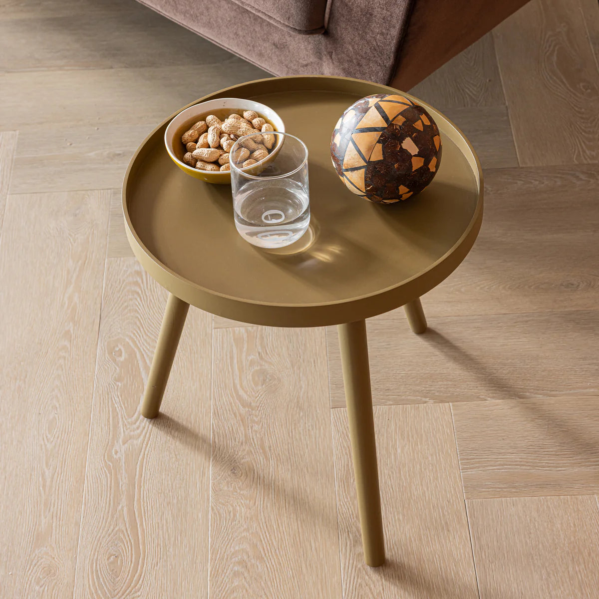 Sasha bijzettafel Ø41 cm hout honinggeel 41x41x40.5 cm