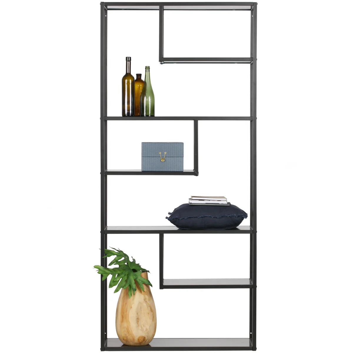 Vakkenkast June zwart metaal 80 cm