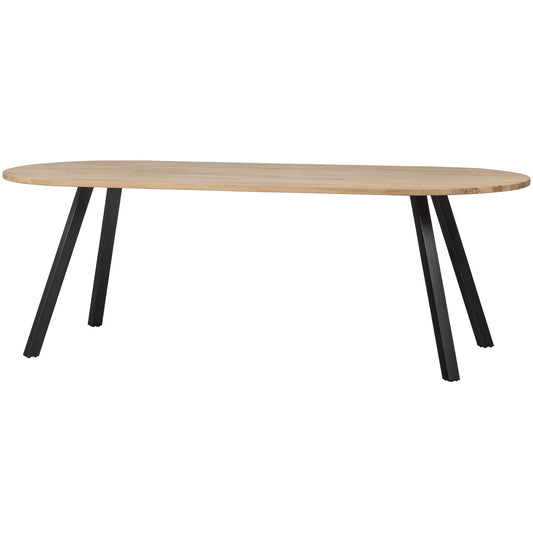 Tafel eiken naturel ovaal 220x90 cm / poten zwart