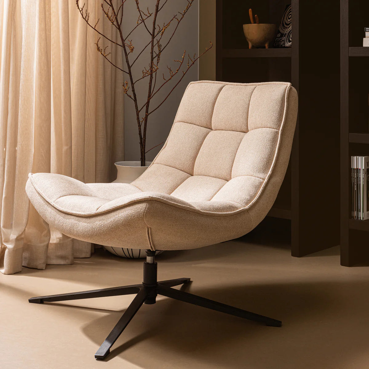Maudi draaifauteuil naturel 84x74x86 cm