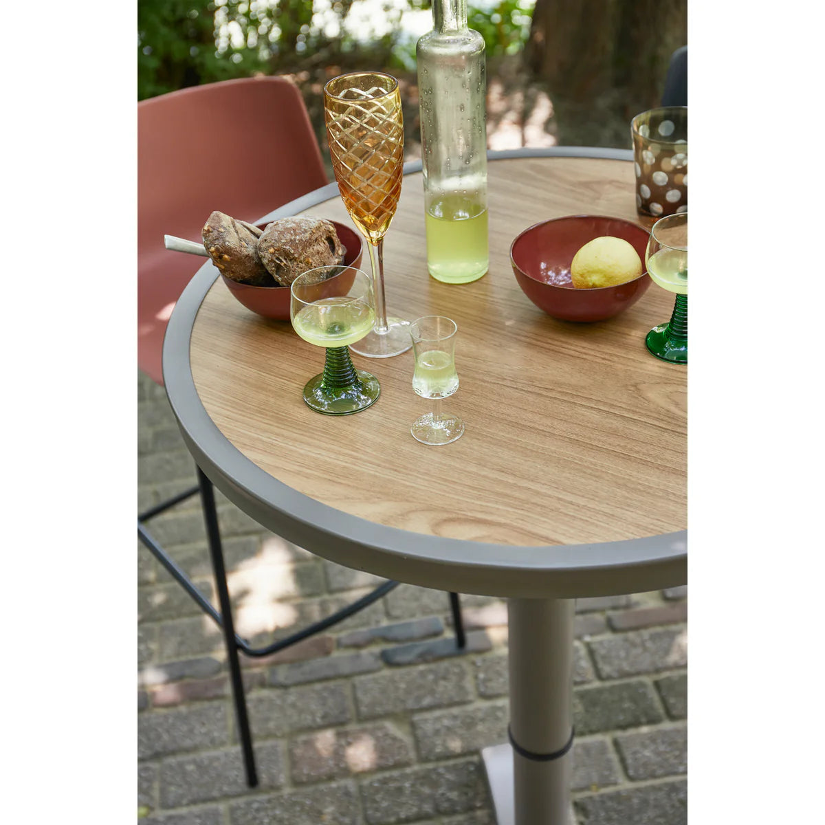 (bar)tafel Jeppe in hoogte verstelbare aluminium bruin/grijs 110x70x70 cm