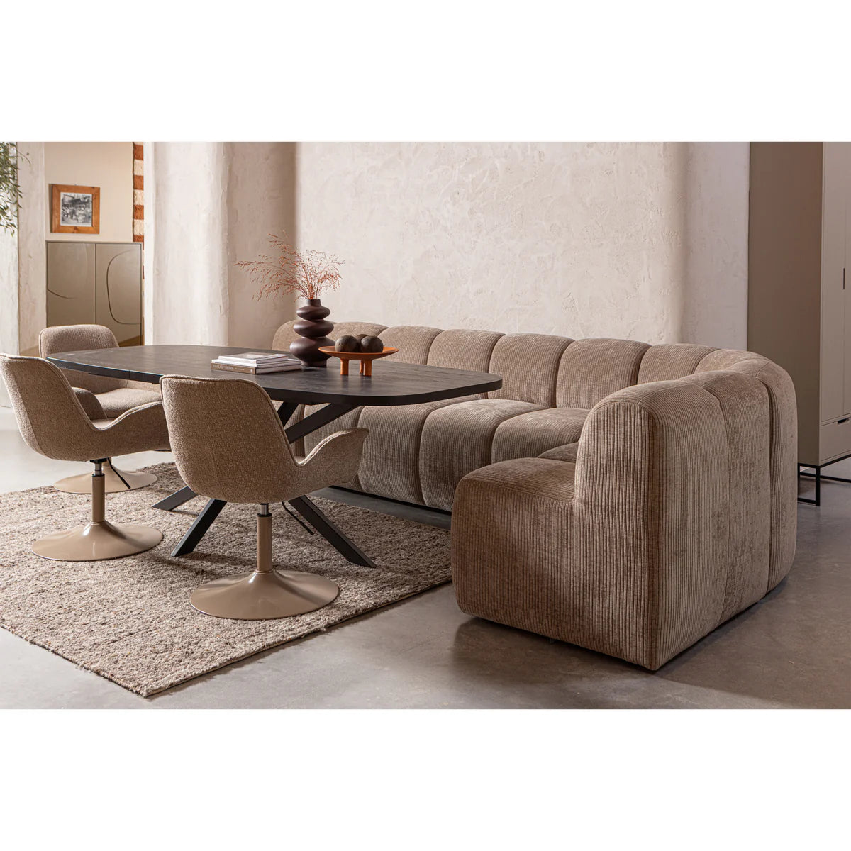 Vloerkleed Efia wol bruin melange 170x240 cm