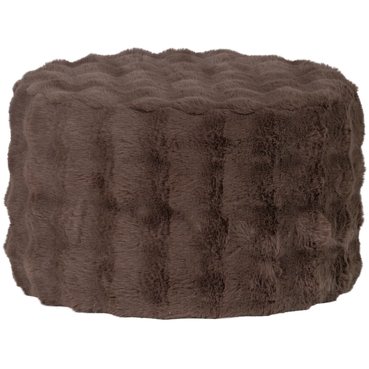 Poef Olven laag fluffy stof bruin