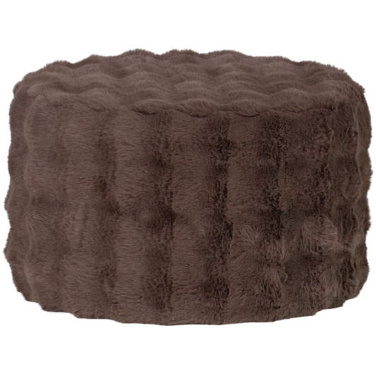 Poef Olven laag fluffy stof bruin