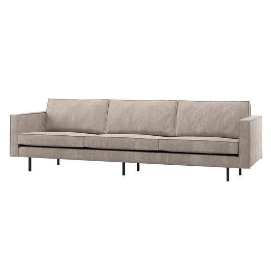 Rodeo 3-zits bank ribstof donkerzand 85x277x86 cm
