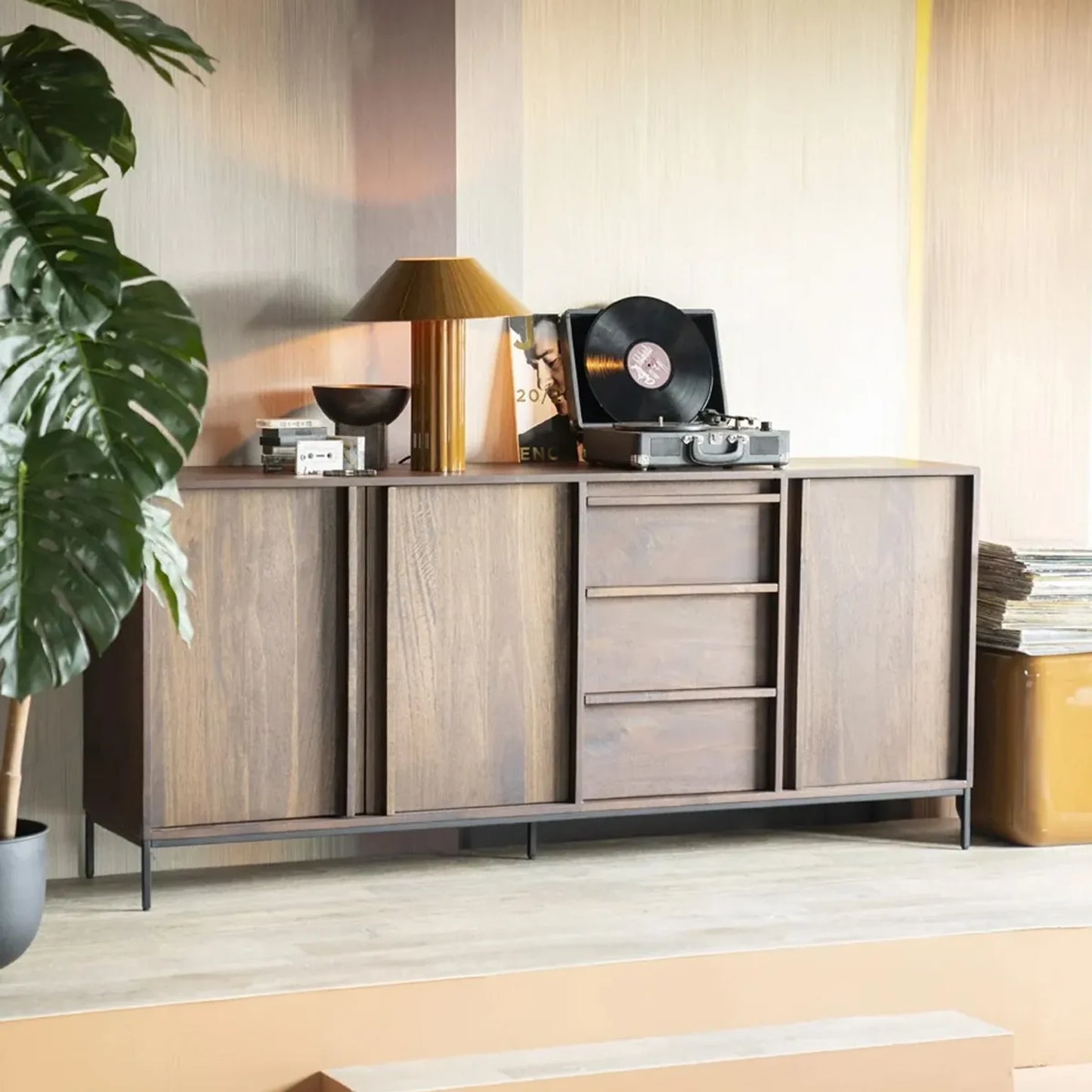Dressoir Jimmy donker mango Hout  180x40x80cm