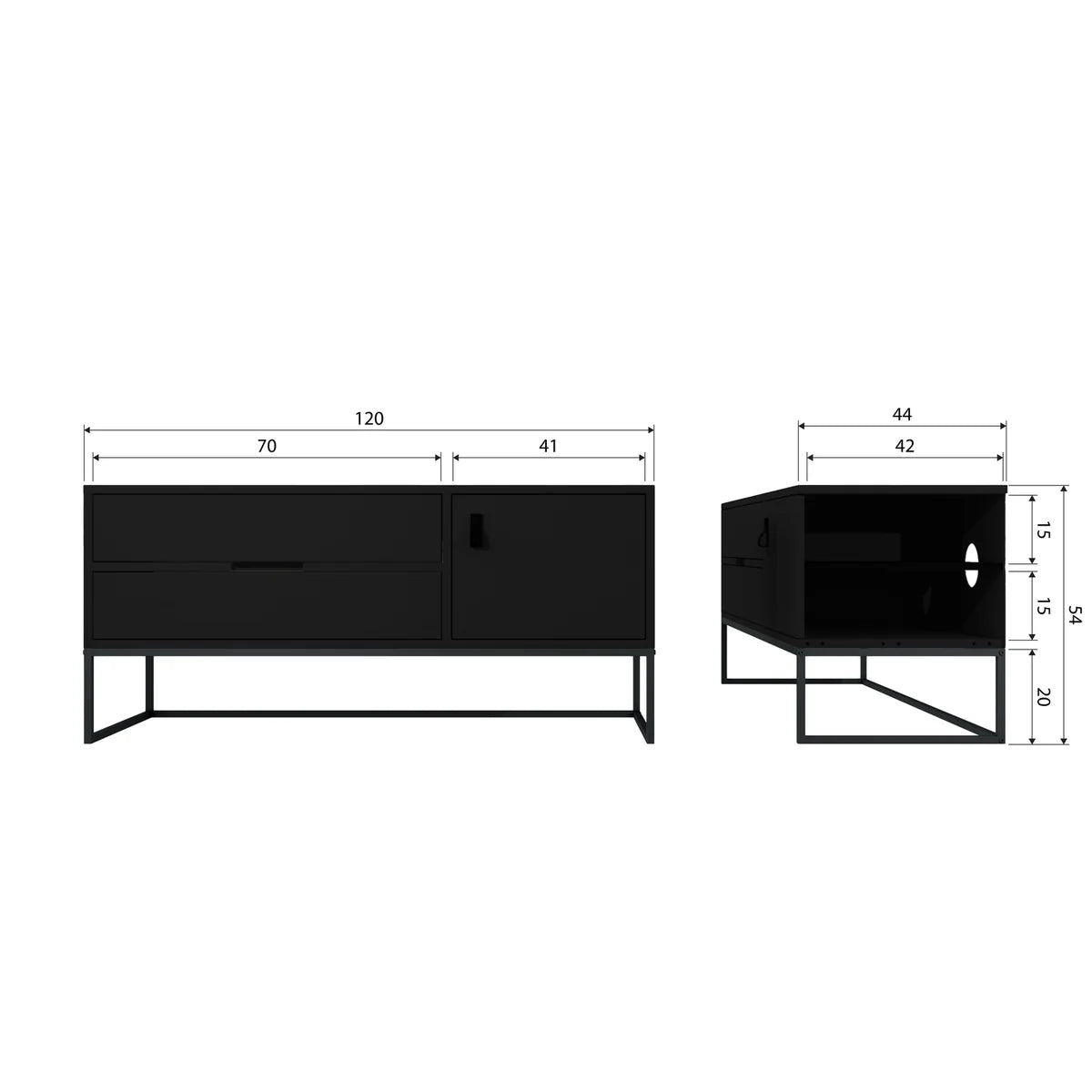 Tv meubel Silas tv meubel 55x120x44 cm