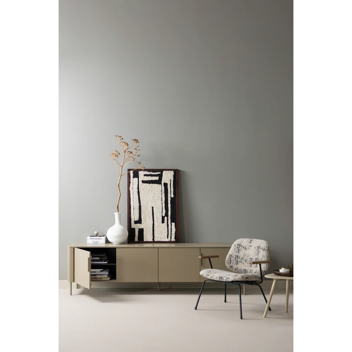 Fauteuil Aure chenille beige/zwart