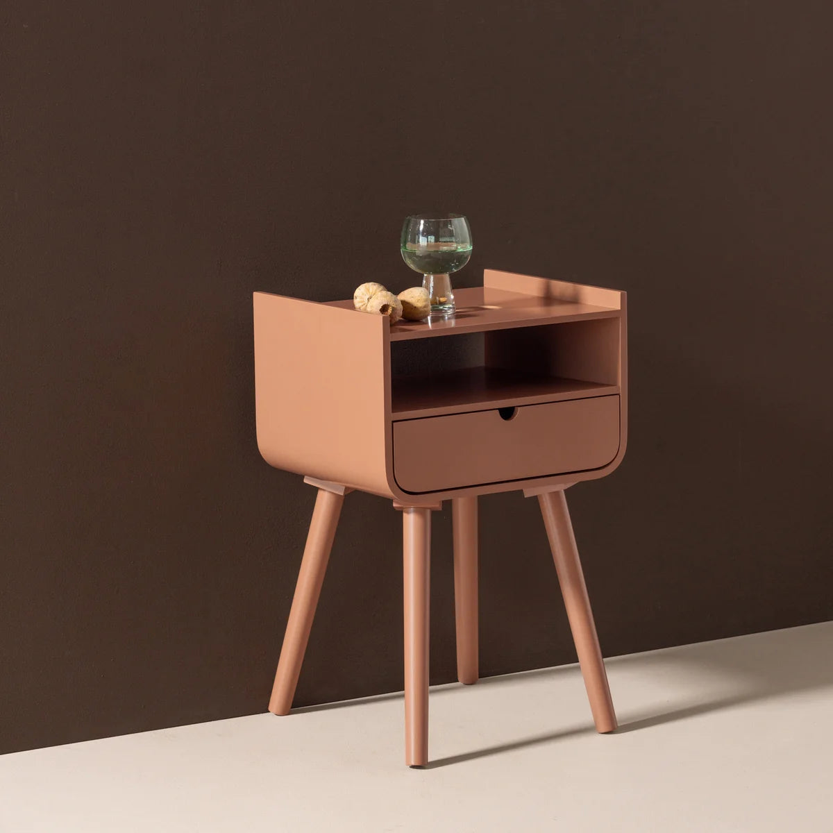Nachtkastje bijzettafel Nils hout oud roze 54x36x30 cm