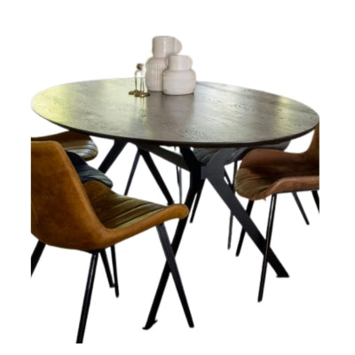 Tafel ovaal antraciet 220x110 cm zwart onderstel