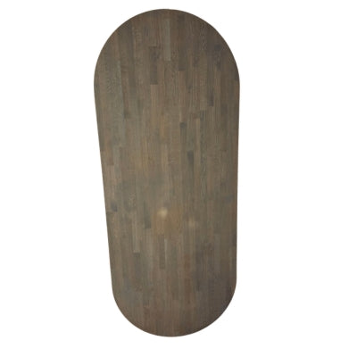 Tafel recht/ovaal leem bruin  220cmx90 cm / zwart onderstel