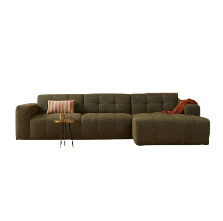 Bank chaise lounge groen 306x80x95-155 cm