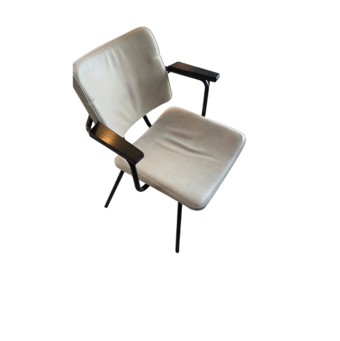Stoel leer zwart frame