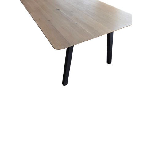 Tafel licht eiken zwart onderstel 4 poten