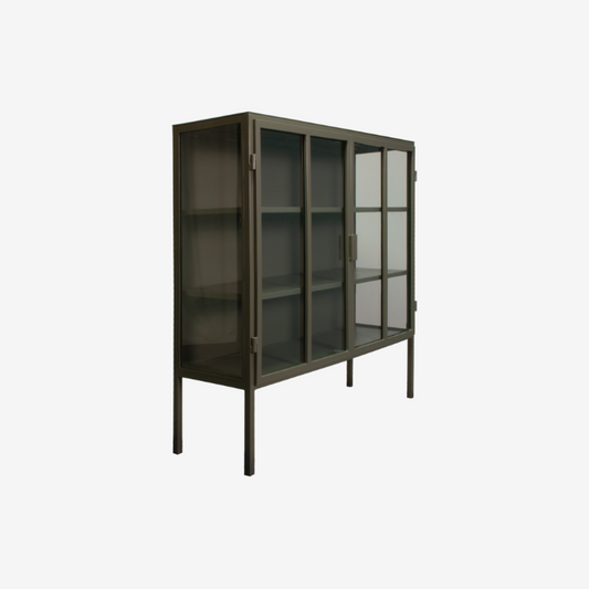 Vitrinekast Kentucky olijf groen 122x36x130 cm