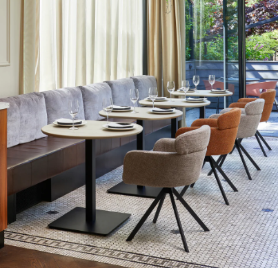 Tablo bistro tafel eindstuk donker grijs onderstel zwart 80x74 cm