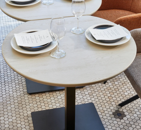Tablo bistro tafel eindstuk donker grijs onderstel zwart 80x74 cm