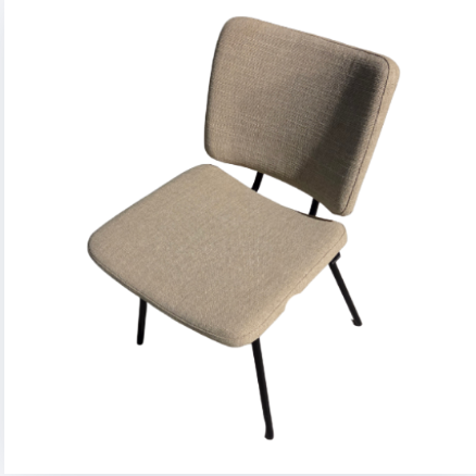 Stoel stof beige zwarte poot