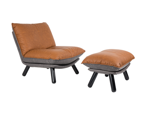 Fauteuil Lazy Sack incl. voetenbankje cognac