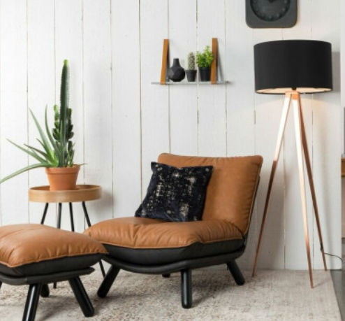 Fauteuil Lazy Sack incl. voetenbankje cognac