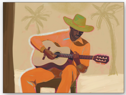 Wanddoek Musician 2 110x145cm / frame zwart