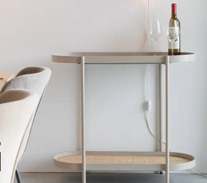 Bijzettafel Amaya ovaal / beige 85x76x39 cm