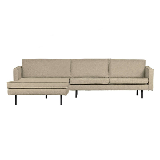 BePureHome Rodeo hoekbank chaise longue links bouclé beige