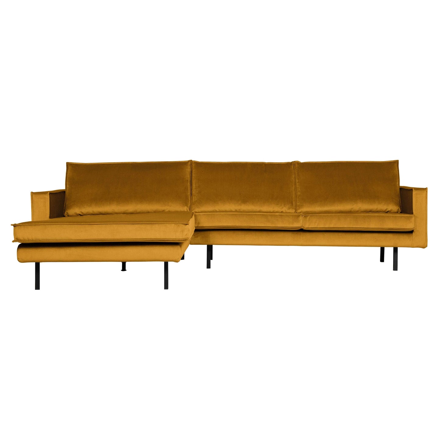 BePureHome Rodeo hoekbank chaise longue links velvet oker