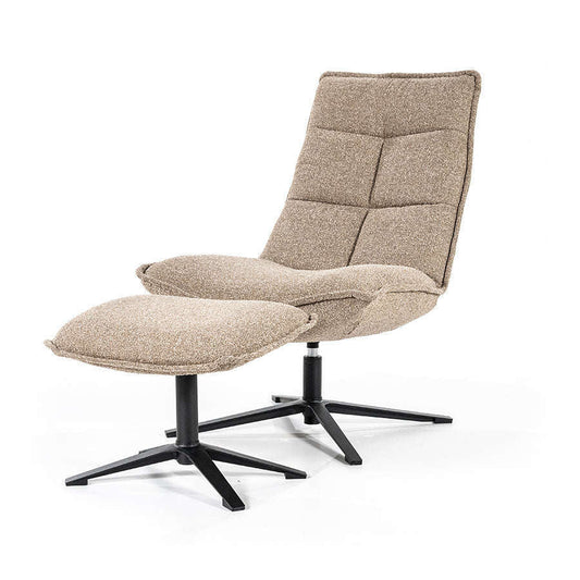 Eleonora Marcus fauteuil met voetenbank beige