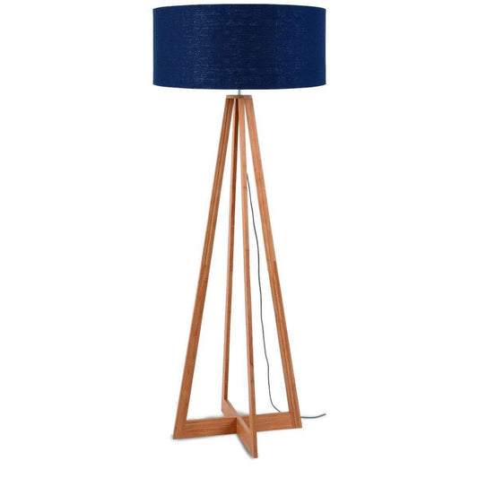 GOOD&MOJO Vloerlamp bamboe Everest 6030 linnen blauw denim