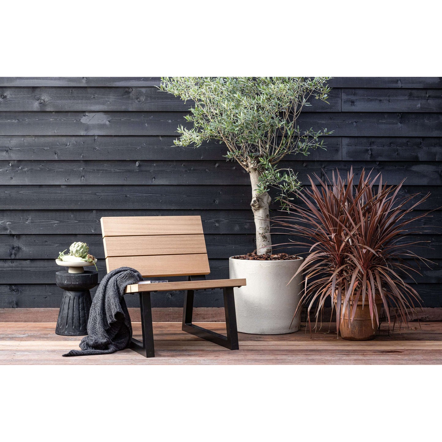 WOOOD Banco outdoor fauteuil naturel/zwart