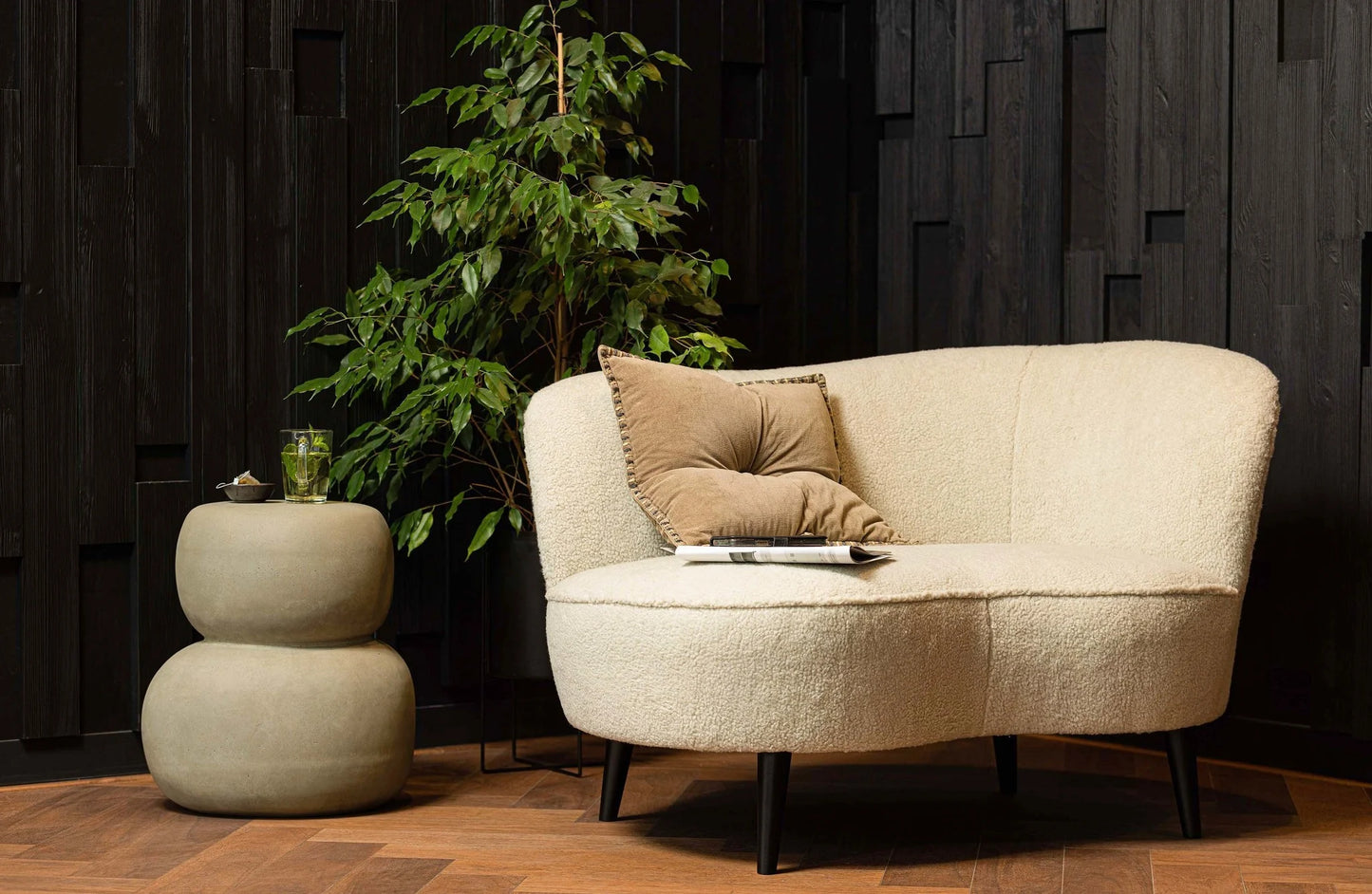 Fauteuil Sara Lounge Fauteuil Rechts Teddy Off White 112 x 81 cm