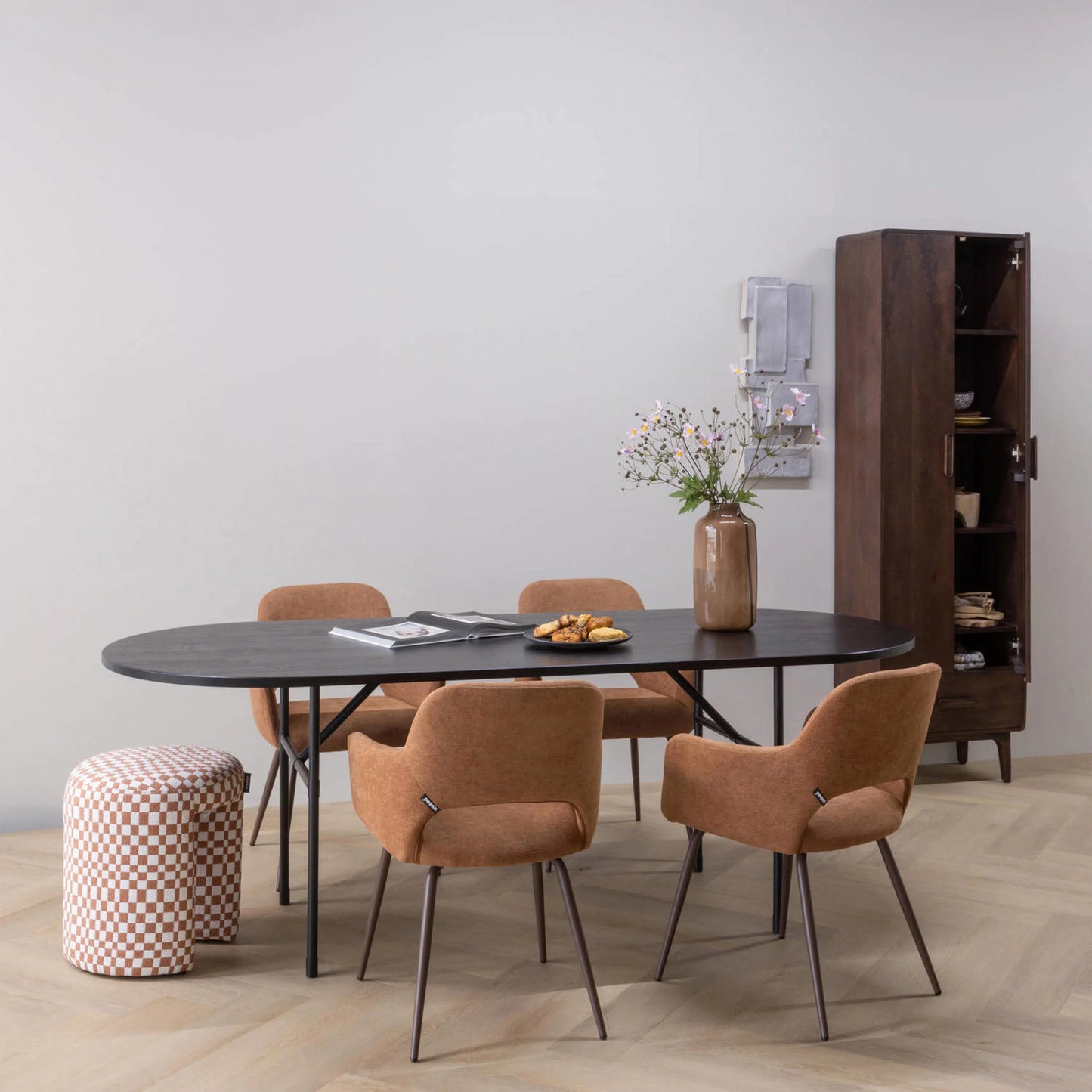 Tafel Arthur 220x90x75cm zwart / onderstel zwart